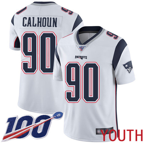 New England Patriots Football #90 100th Season Limited White Youth Shilique Calhoun Road NFL Jersey